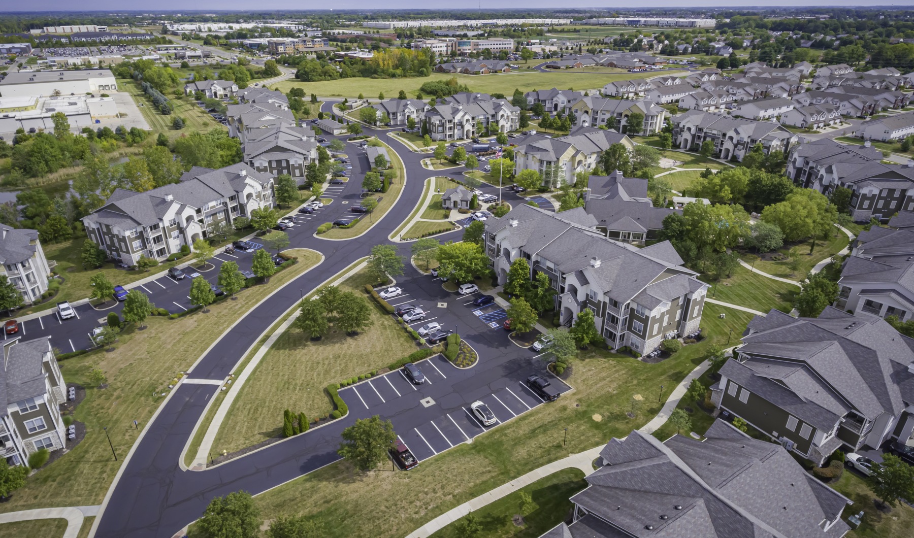 Aerial view of Prairie Lakes Apartments