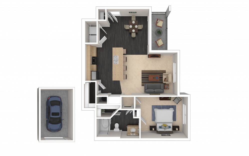 The Monroe - 1 bedroom floorplan layout with 1 bath and 928 square feet.